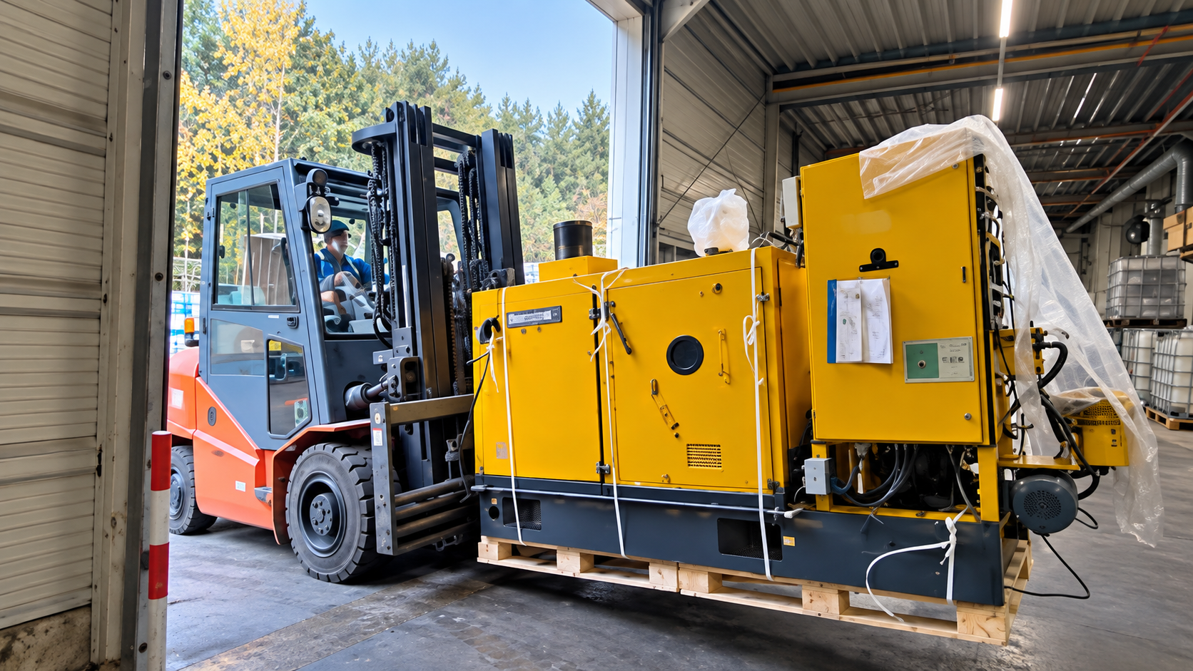 Industrial Machine Loading with Forklift